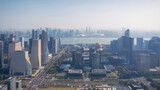 Fototapeta Londyn - Aerial view of modern city skyline of Hangzhou, China