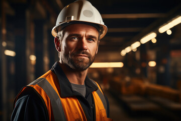 Aufkleber - Construction worker in professional uniform. Generative AI.