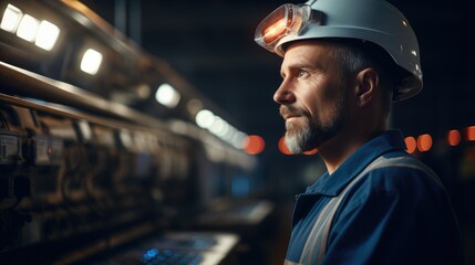 Aufkleber - Men engineer working and maintenance at industry factory. Generative AI.