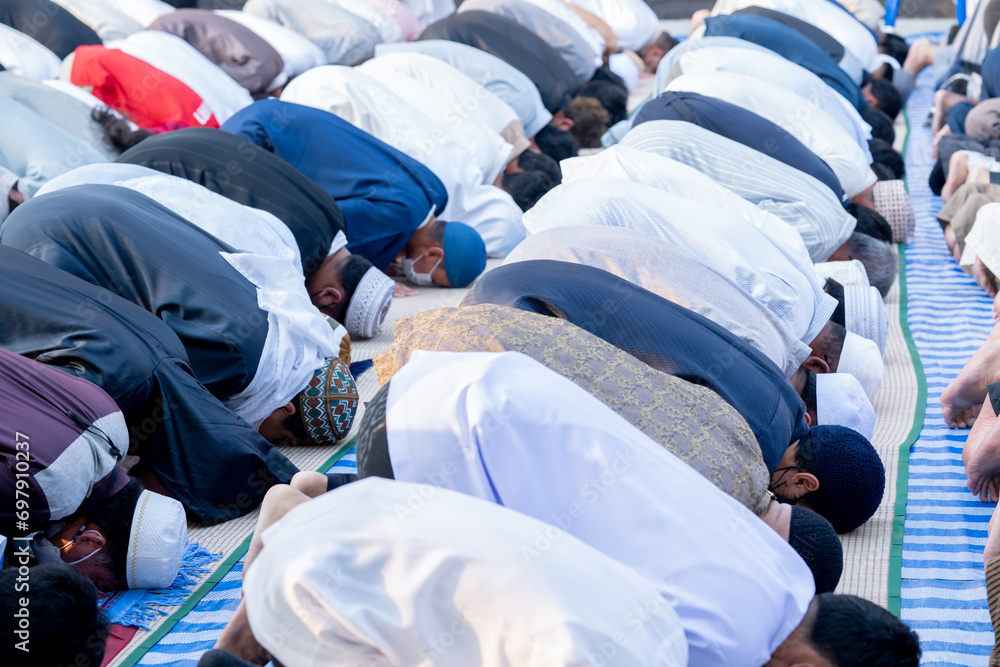 Many Muslims, children, women, and men pray and celebrate Eid al-Fitr ...