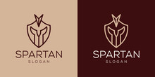 Spartan Line Art Logo Design Style Vector