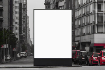 Poster - White Billboard Mockup of a Large Advertising Poster on the Street extreme closeup. Generative AI