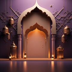 Wall Mural - Ramadan Kareem Greeting Card. Ramadan Kareem Background. 3D Render