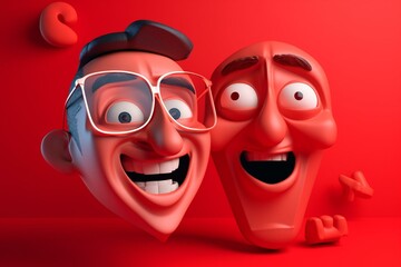Wall Mural - Cartoon like red flat design for the backdrop of a comedy. Generative AI