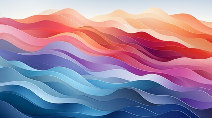 Wall Mural - A vibrant abstract landscape bursting with a kaleidoscope of colorful waves, evoking a sense of mesmerizing colorfulness in this stunning painting