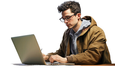 Coding the Future A Realistic Image of a Computer Programmer on White or PNG Transparent Background