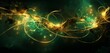 © Samina - Luxurious fusion of emerald and bronze, an opulent abstract background adorned with golden tendrils, radiant light rays, and captivating bokeh in varied shades of green.