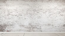 White Vintage Texture Of Painted Old Brick Wall Background. AI Generated Image