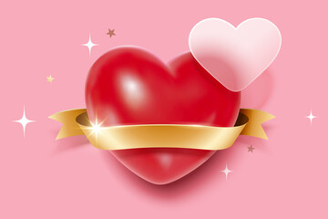 Wall Mural - 3D romantic red heart element