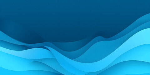 Aufkleber - Bright blue abstract waves background. Paper cut and craft style illustration