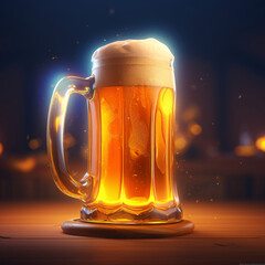 Wall Mural - Celebrating Oktoberfest illustration, illustration of a large glass of beer with foam