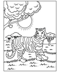 Wall Mural - tiger coloring page for kids