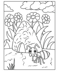 Wall Mural - ant coloring page for kids