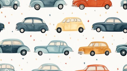 Wall Mural - Simple aquarelle cars. Generative  AI 