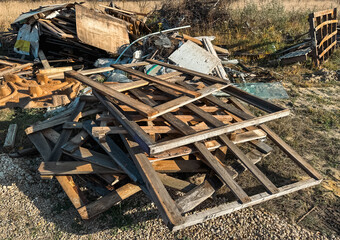 Sticker - Rubbish from wooden boards in nature