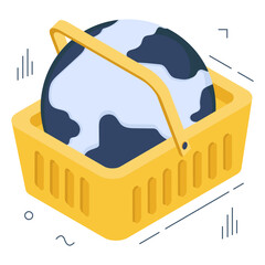 Sticker - Conceptual isometric design icon of global shopping 

