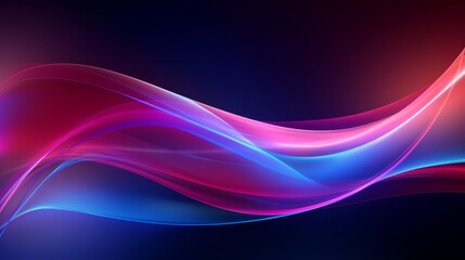 Neon blue and pink color strip wave paper on black. Abstract horizontal background