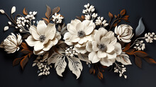 Floral Design On Mirror Black And Gray