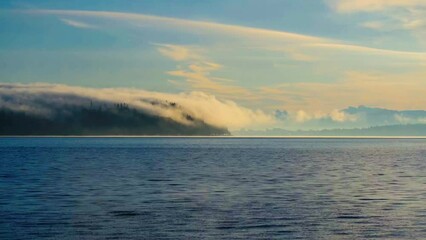 Wall Mural - Clouds Gliding over Hat Island in the Morning