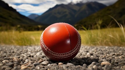 Wall Mural - cricket ball on the grass