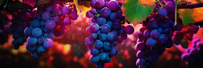 Wall Mural - Abstract of a bunch of dark purple grapes