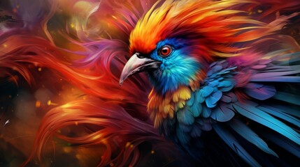 Poster - Abstract tropical birds with heavy plumage