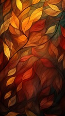 Wall Mural - Autumn abstraction. Abstract leaves and branches in warm autumn colors with a hint of gold