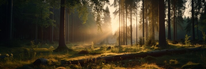 Wall Mural - soft warm light seeping through the trees