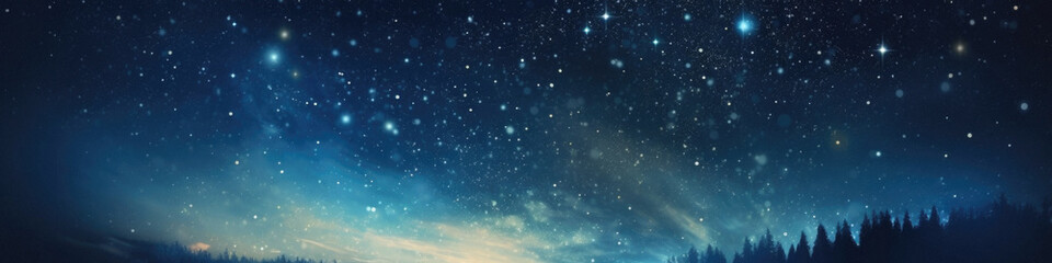 Wall Mural - Night sky with stars and nebula. Panoramic background .