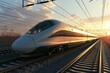 swift journey: futuristic rail adventure with high-speed train, Generative AI