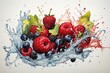 Bunte Früchte mit Splashes, made by AI