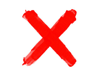 red cross mark, painted X mark isolated