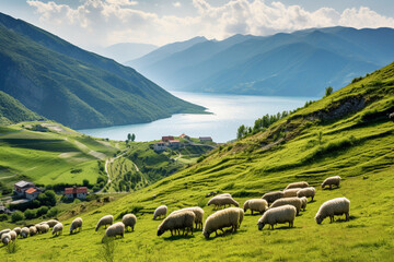 sheep in the mountains