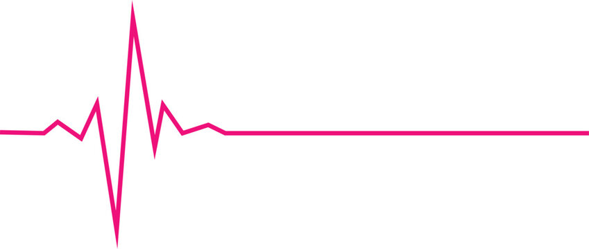 Pink heartbeat pulse rate line on white background. Emergency ekg monitoring. Pink glowing neon heart pulse. vector illustration.