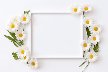 Wall Mural - A wedding-themed photo frame with summer flowers