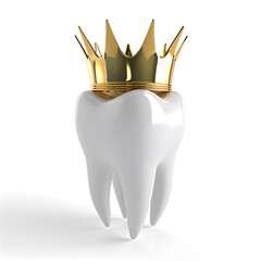 Wall Mural - Healthy tooth with golden crown. Isolated on white