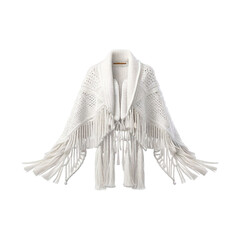 Poster - Winter tassel shawl cardigan transparent background Ai generative.