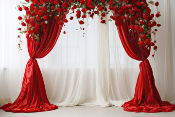 Wall Mural - Wedding floral  arch for wedding ceremony, flower drapery