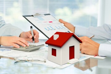 Poster - Real estate agent model house  on the desk