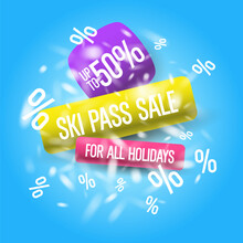 An Advertising Poster For The Sale Of Ski Passes. A Poster For Advertising Ski Services. Elements For The Design.