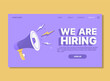 © MonkeyS - We Are Hiring.Landing page template for ui, web or mobile app. Modern Flat Design with Megaphone and Join Us Button.Vector illustration