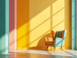 Colorful armchair on colorful wall interior design