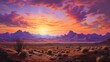 A desert sunrise, painting the sky in hues of oranges and purples.