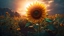 Basking In Sunshine: The Radiant Beauty Of Sunflowers" Generative AI