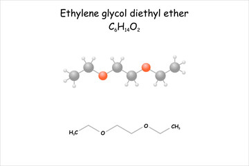 Wall Mural - Stylized molecule model/structural formula of ethylene glycol diethyl ether.