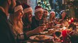 © mattegg - Cheerful Friends Celebrating Christmas Dinner Party - Winter Holidays Concept