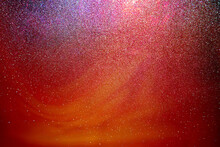 Black Dark Red Orange Golden Brown Shiny Glitter Abstract Background With Space. Twinkling Glow Stars Effect. Like Outer Space, Night Sky, Universe. Rusty, Rough Surface, Grain.