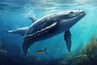 Humpback whale swimming underwater in the ocean. 3D rendering, Humpback whale around Cabo San Lucas, AI Generated