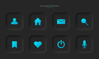 Wall Mural - a collection of user interface elements for a mobile application in black with blue elements. button