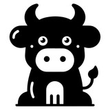Fototapeta Pokój dzieciecy - minimal funny cow flat character vector silhouette, silhouette, black color, white background